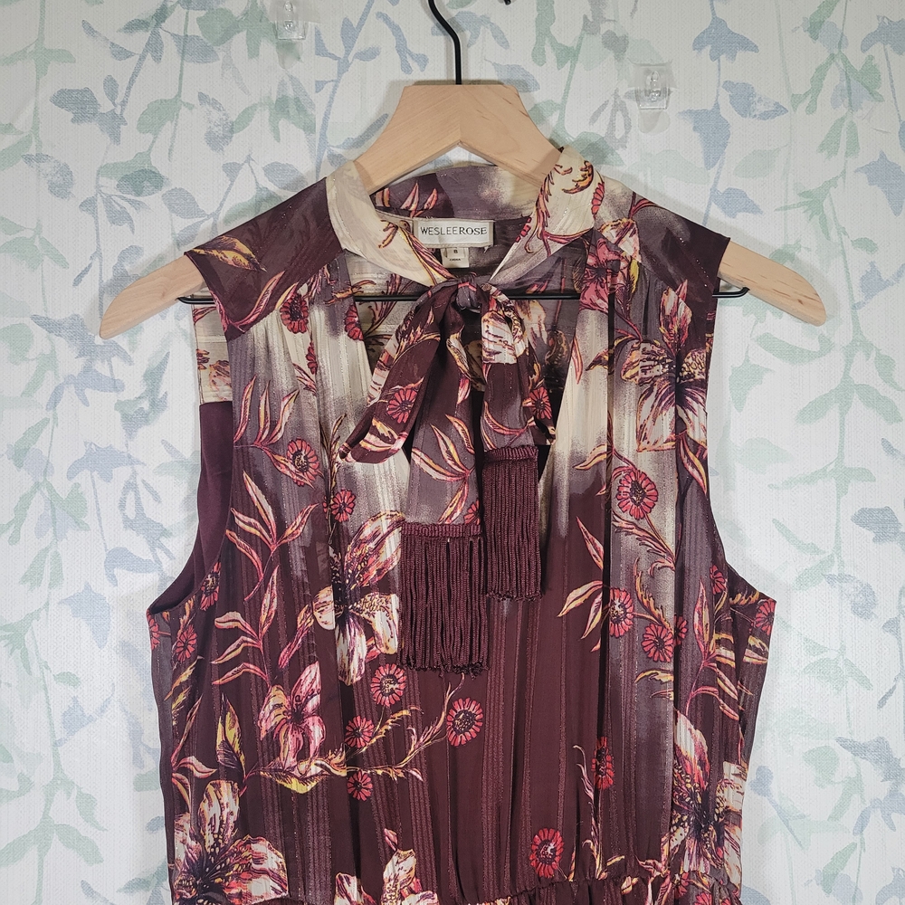Weslee Rose Burgundy Floral Maxi Dress
